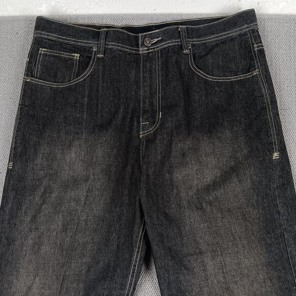 Phat Farm Jeans Vintage Men 36X33 Black Fade Baggy Wide Leg Hip Hop Skater Dream - Picture 5 of 15